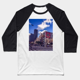 People Buildings Street Art Graffiti Bowery Manhattan NYC Baseball T-Shirt